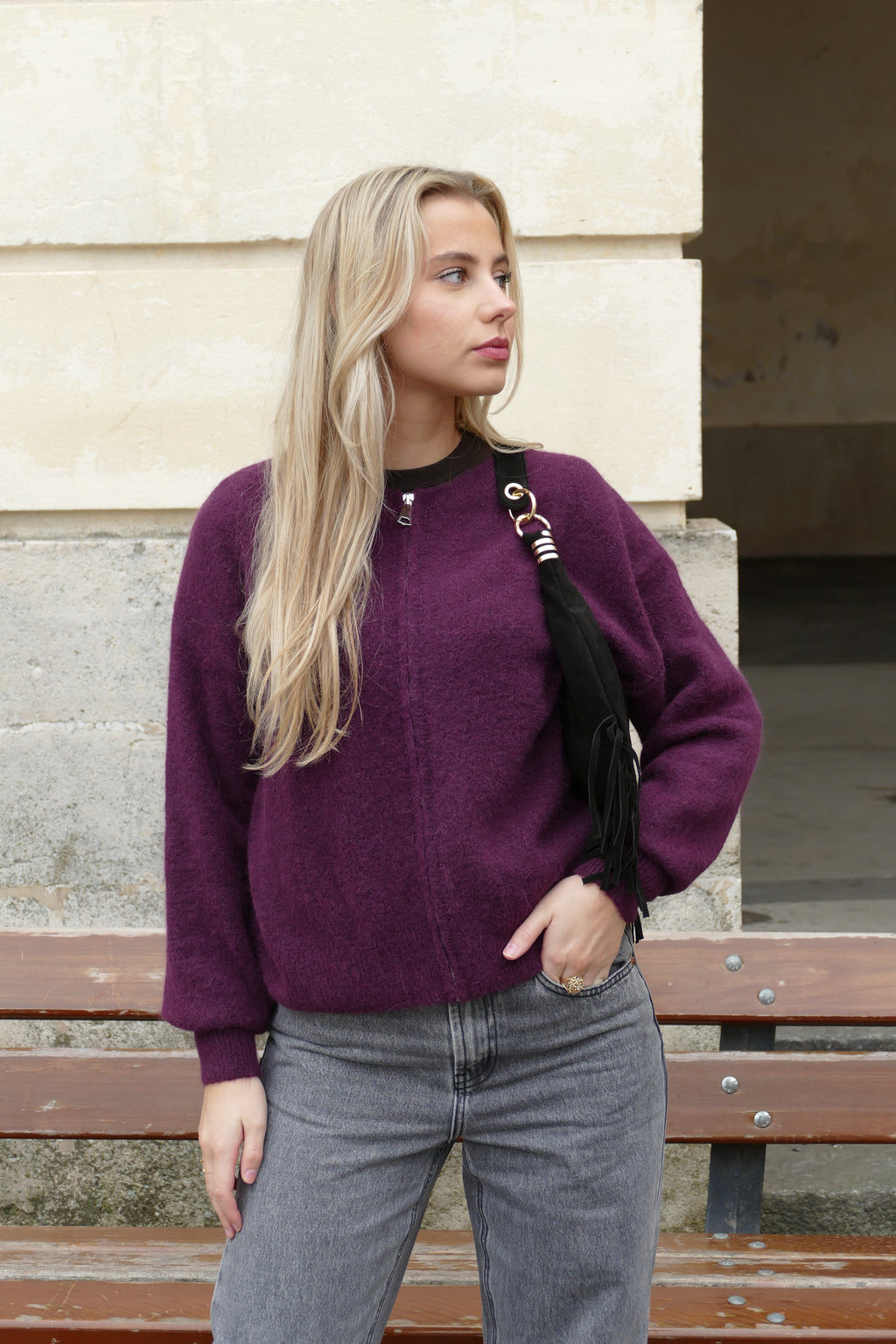Pull Fanette aubergine