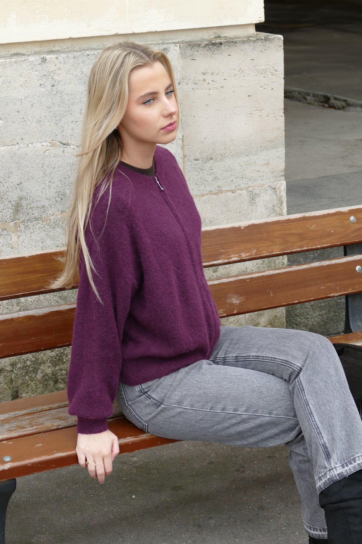 Pull Fanette aubergine