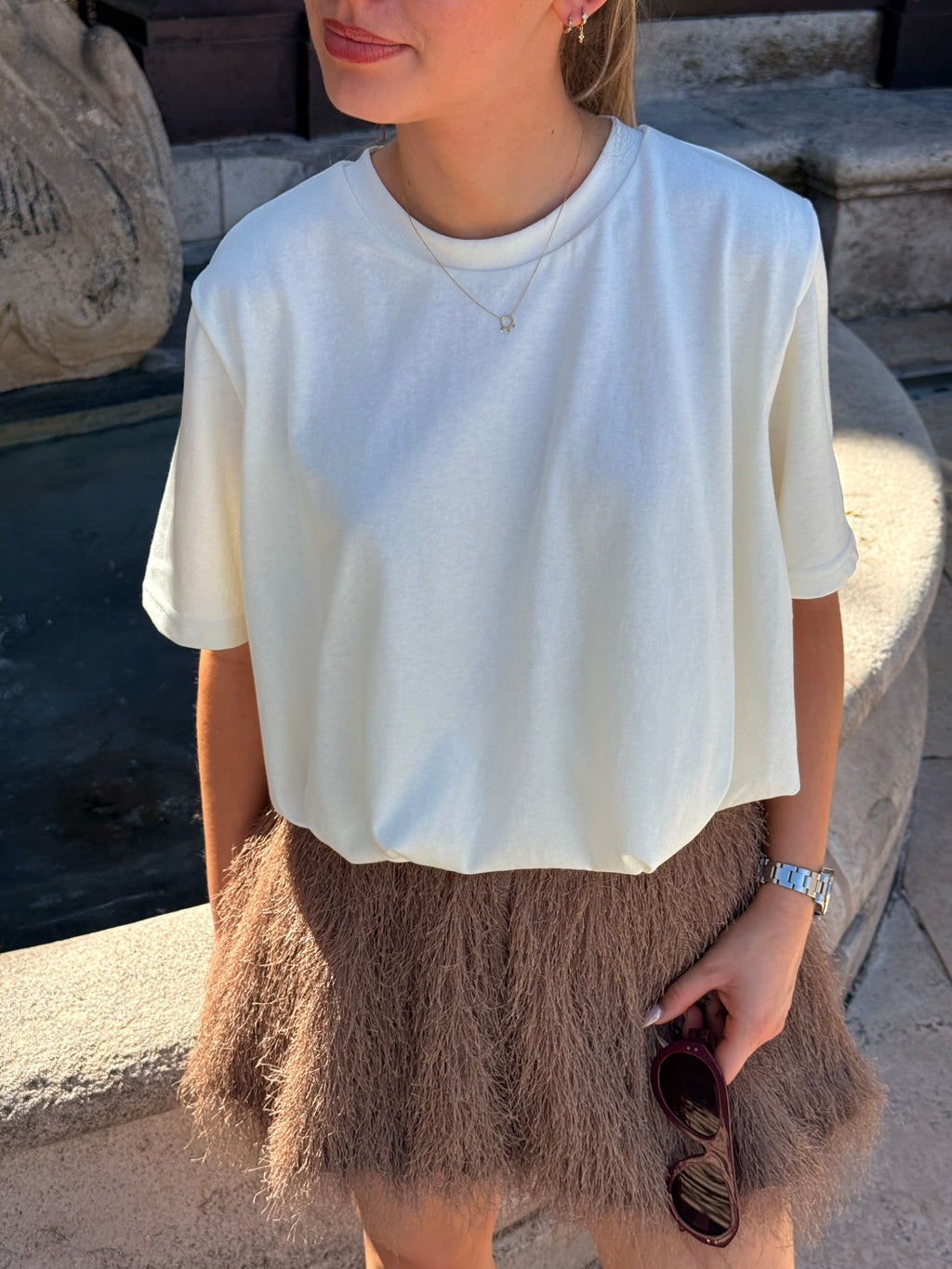 Short frange taupe