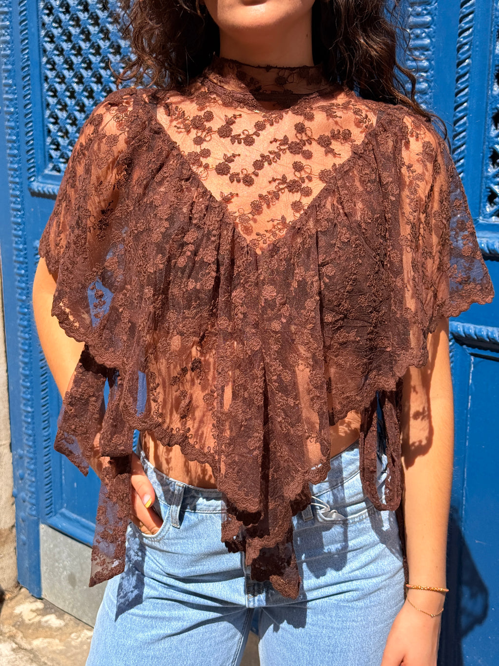 Top dentelle choco