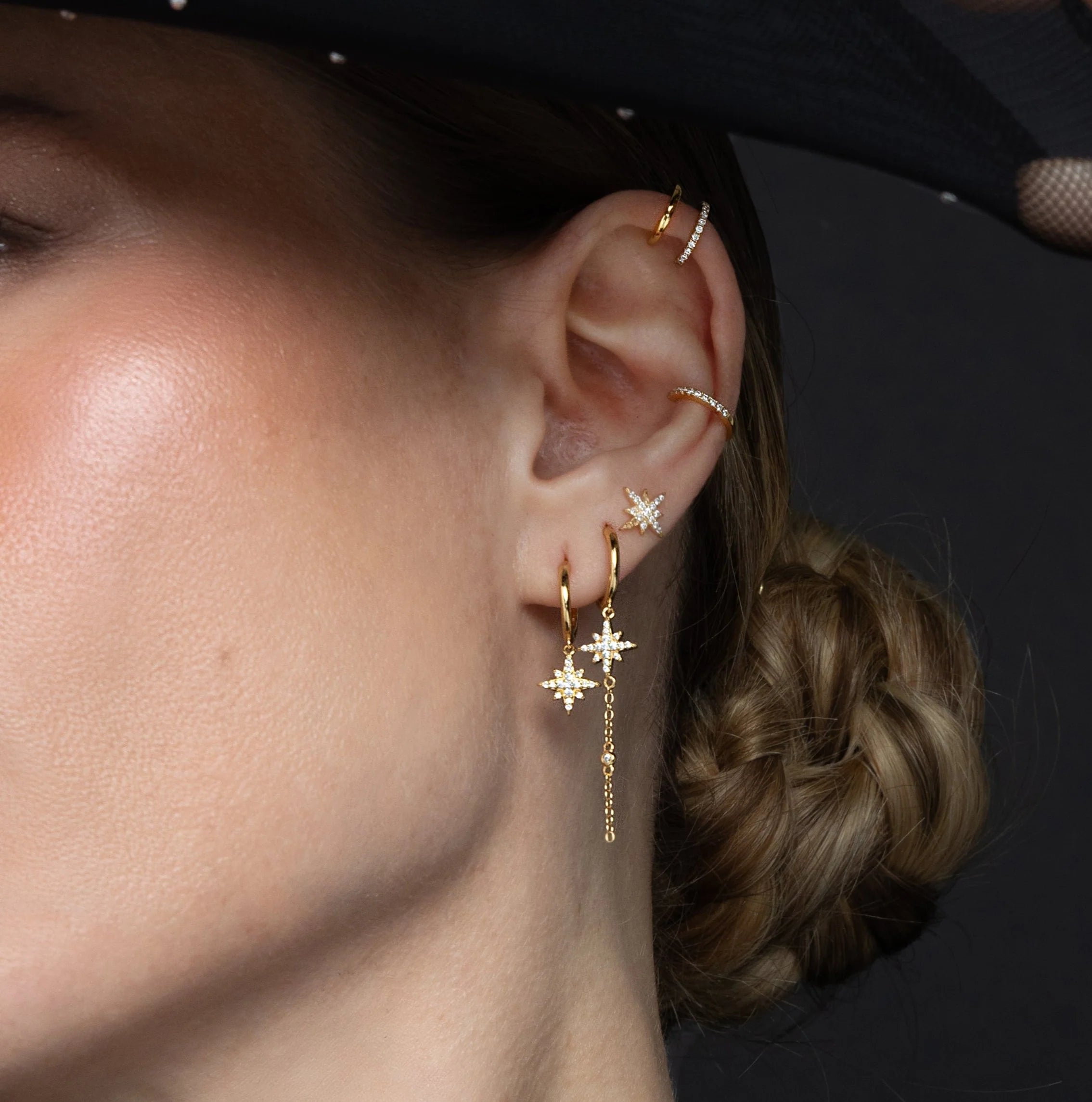 Boucle d'oreille Damas doré
