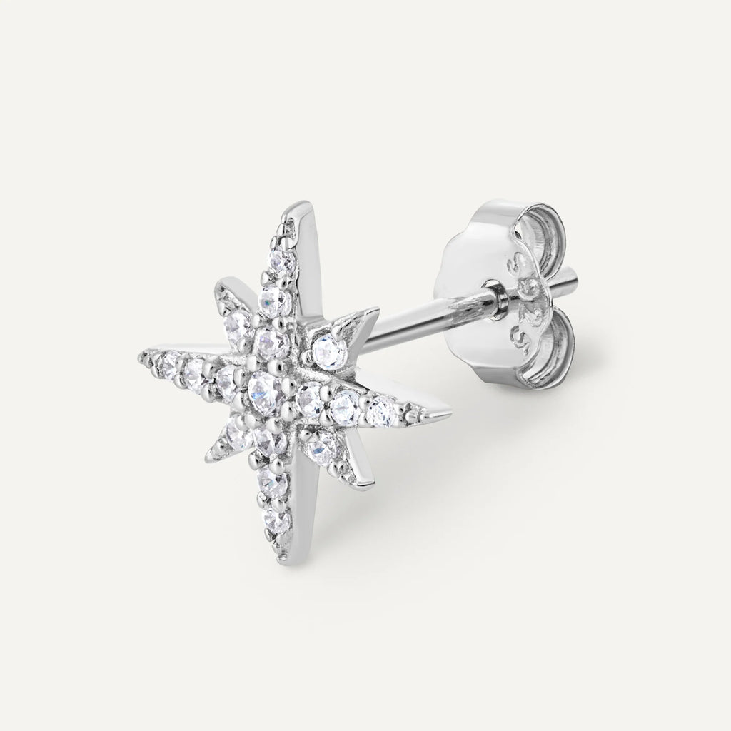 Boucle d'oreille Damas argenté