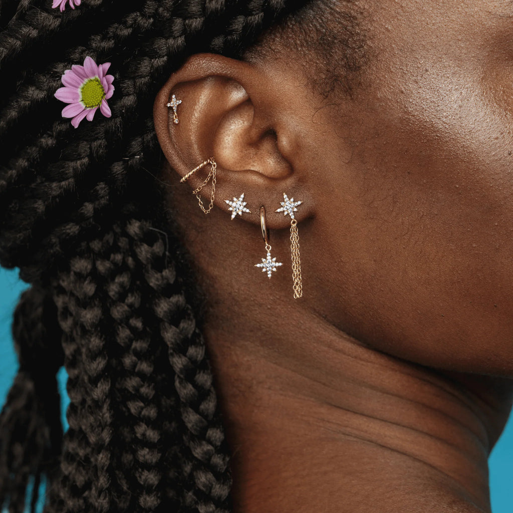 Boucle d'oreille Damas argenté